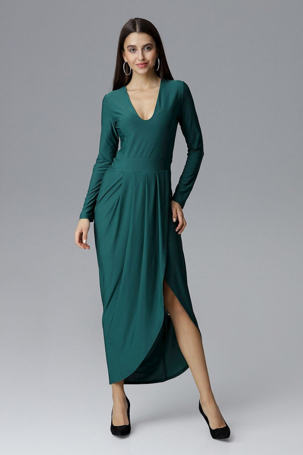 Long dress M636 – Figl, Green – Dress – image 2