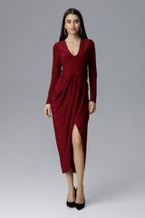 Long dress M636 – Figl, Burgundy – Dress – image 3