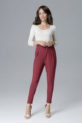 Women's Trousers L018 – Lenitif, Burgundy – Pants – image 3