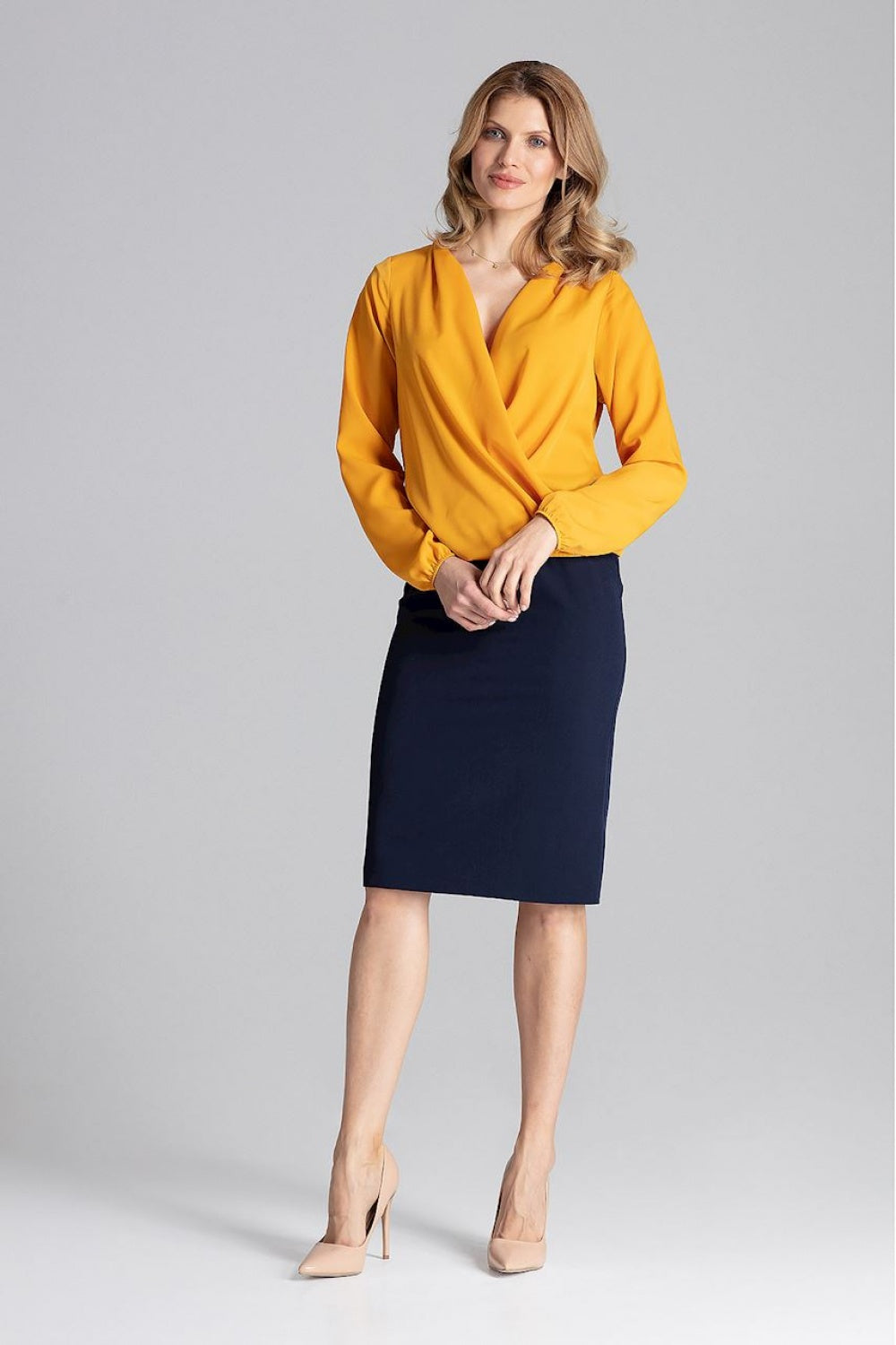 Blouse M659 – Figl, Mustard – Blouse – image 2