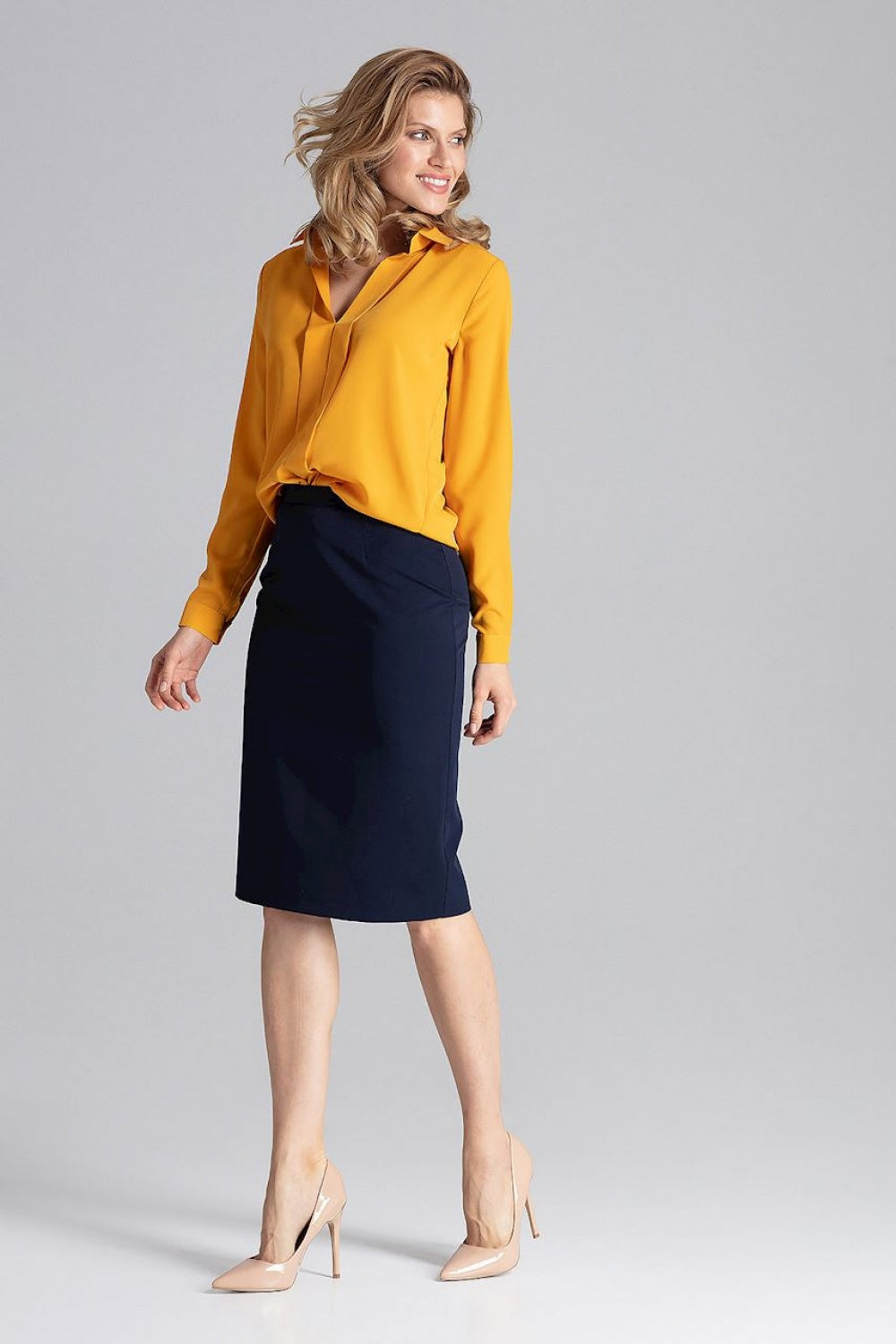 Blouse M621 – Figl, Mustard – Blouse