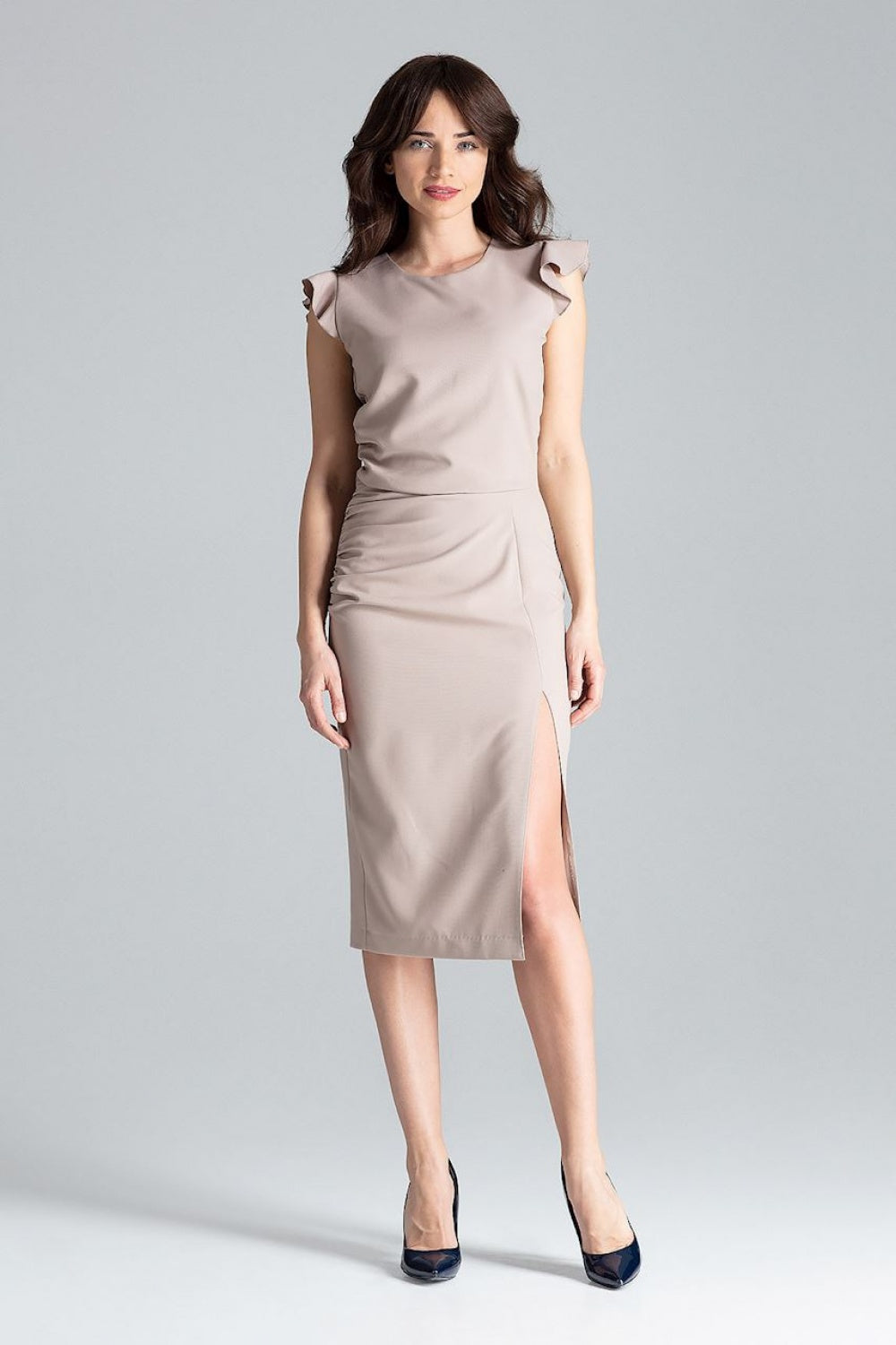 Cocktail dress L034 – Lenitif, Beige – Cocktail Dress – image 4