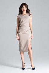 Cocktail dress L034 – Lenitif, Beige – Cocktail Dress – image 4