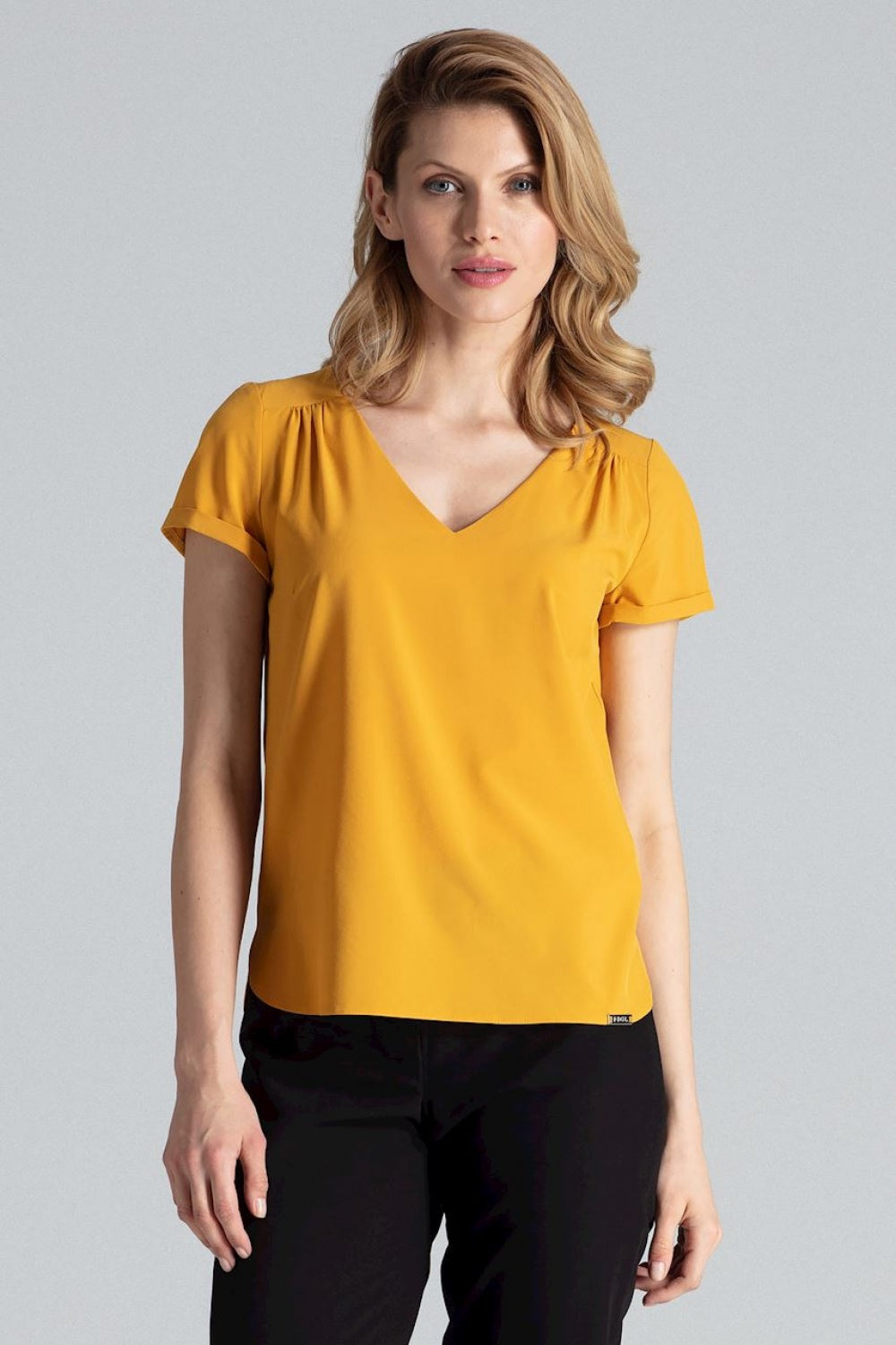 Blouse M665 – Figl, Mustard – Blouse – image 4