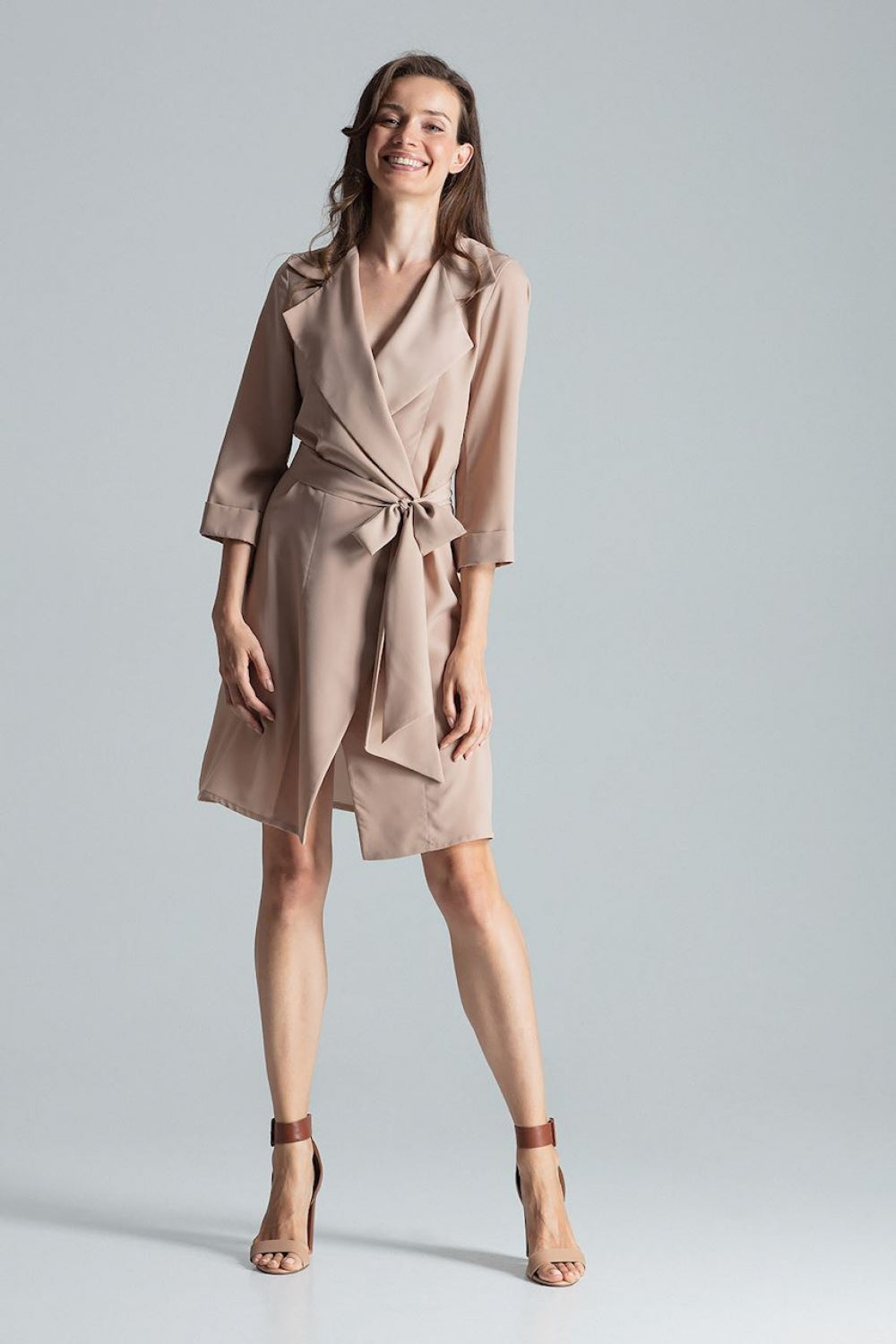 Day Dress M680 – Figl, Beige – Day Dress – image 3