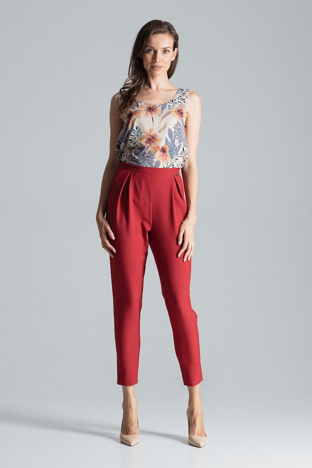 Women's Trousers M676 – Figl, Burgundy – Pants – image 4