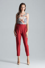 Women's Trousers M676 – Figl, Burgundy – Pants – image 4