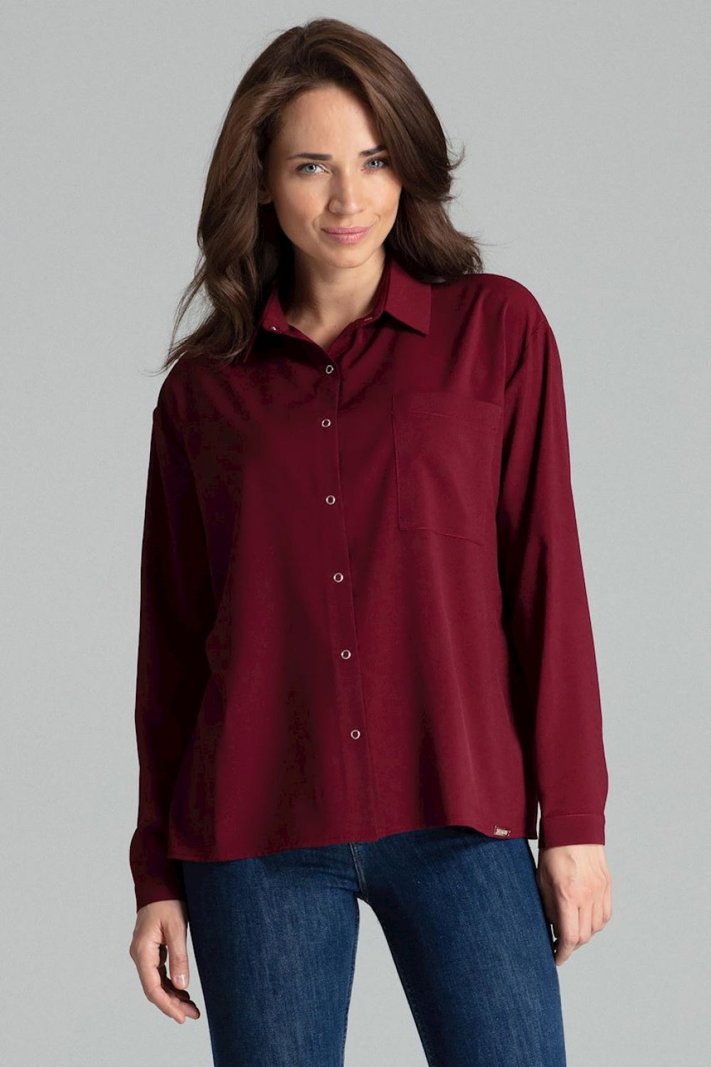 Long sleeve shirt L059 – Lenitif, Burgundy – Shirt – image 6