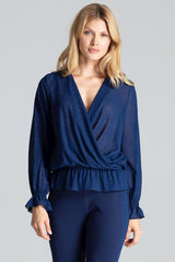 Blouse M690 – Figl, Navy – Blouse – image 4
