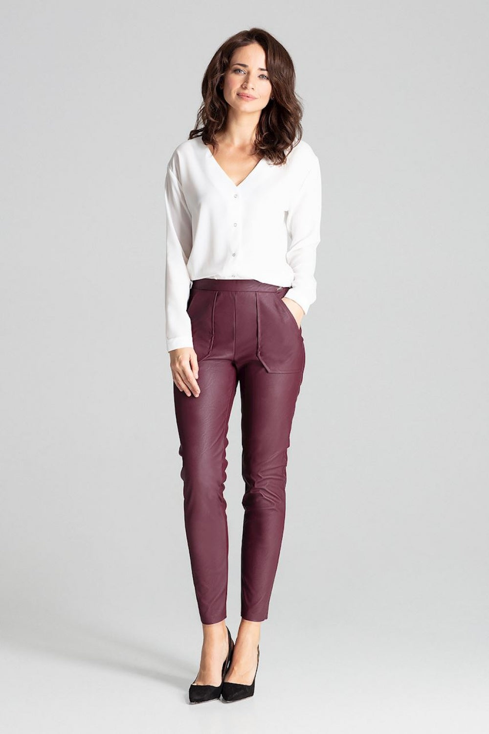 Trousers L072 – Lenitif, Burgundy – Pants – image 2
