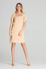 Day Dress M704 – Figl, Beige – Day Dress – image 3