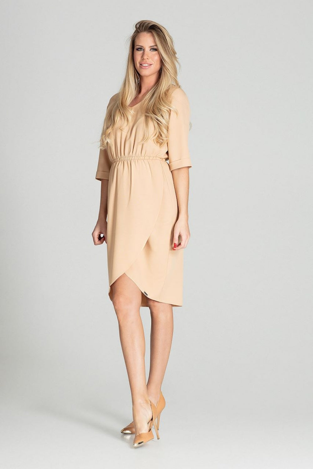 Day Dress M702 – Figl, Beige – Day Dress – image 3