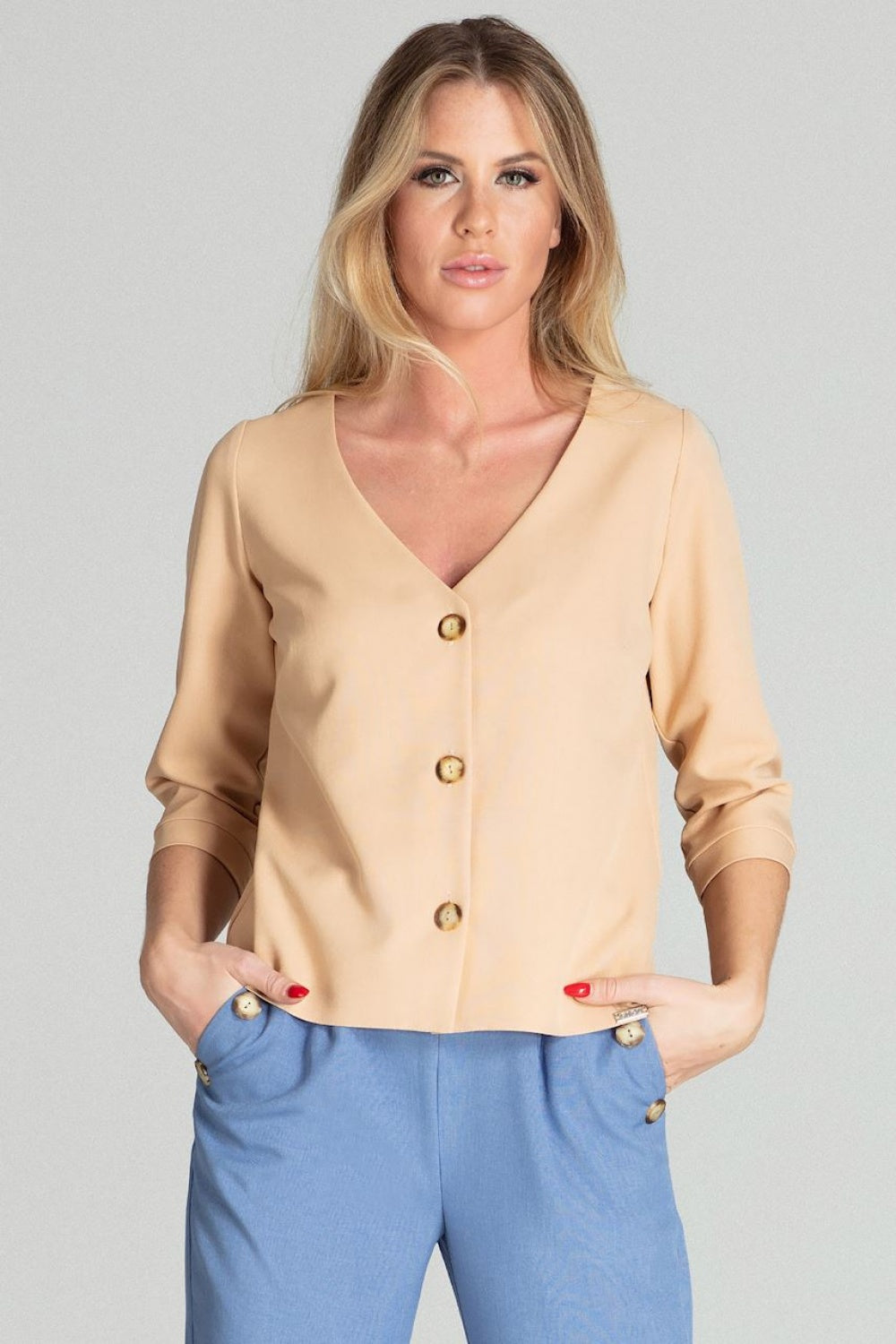 Shirt M699 – Figl, Beige – Shirt – image 3