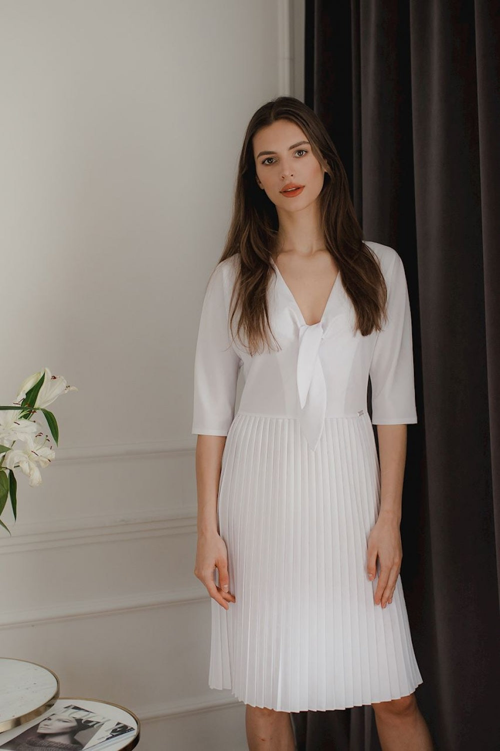 Cocktail dress L076 – Lenitif, White – Cocktail Dress – image 2