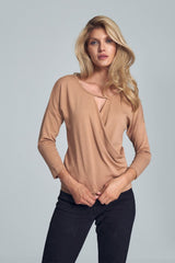 Blouse M710 – Figl, Beige – Blouse – image 2