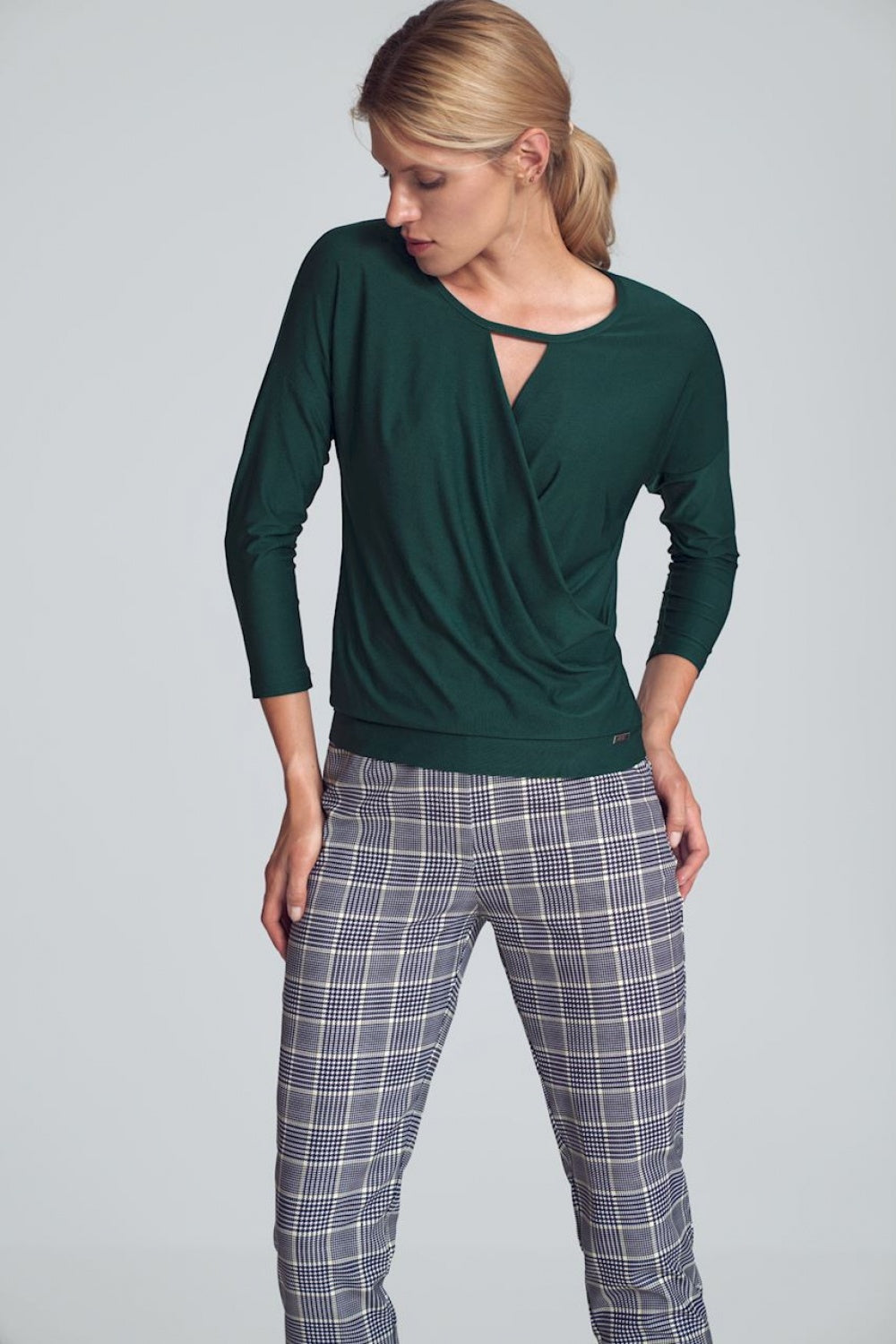 Blouse M710 – Figl, Green – Blouse – image 4