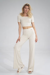 Women's Trousers M749 – Figl, Ecru – Pants – image 2