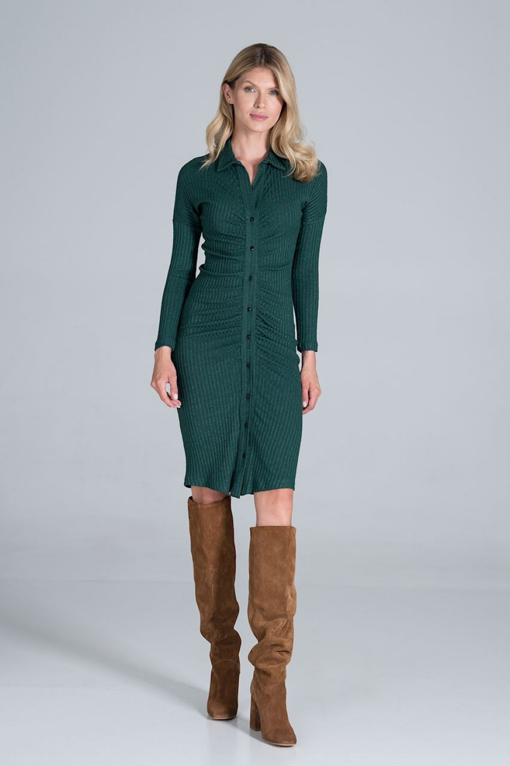 Day Dress M824 – Figl, Green – Day Dress – image 3
