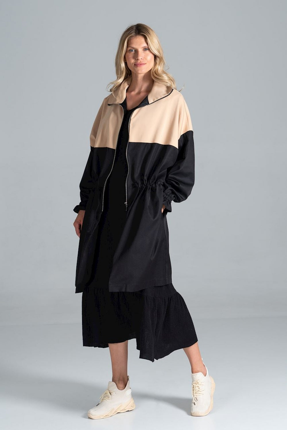 Coat M817 – Figl, Black Beige – Coat – image 3