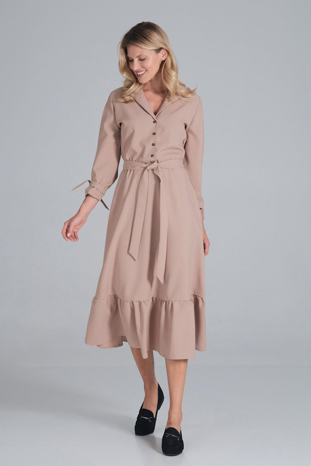 Day Dress M840 – Figl, Beige – Day Dress – image 2