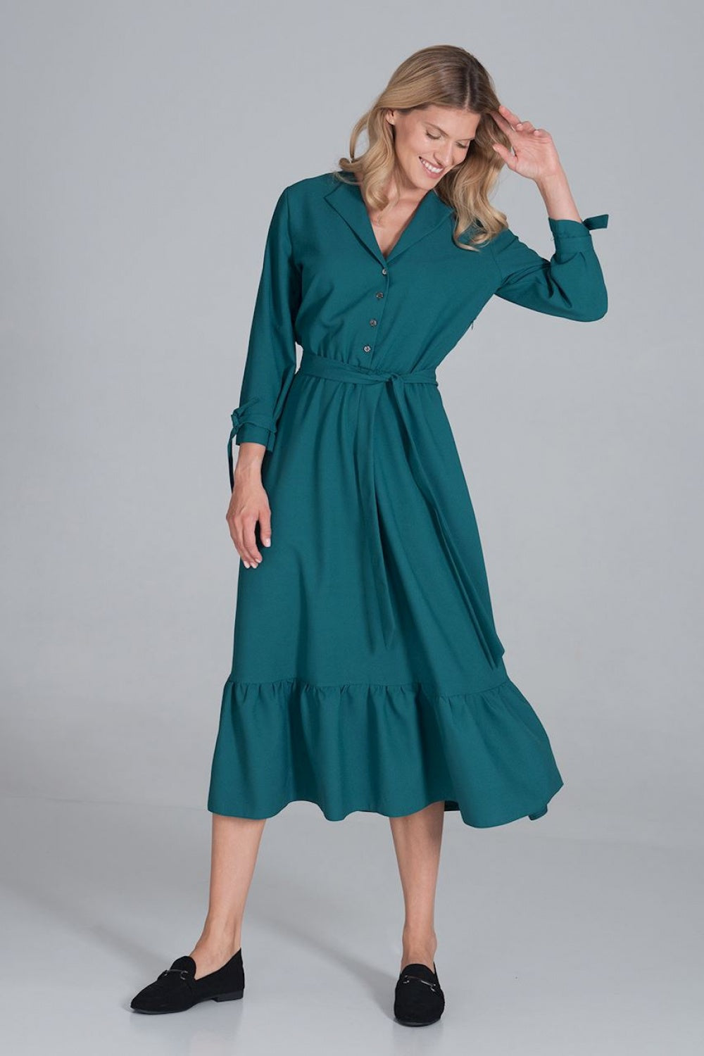 Day Dress M840 – Figl, Green – Day Dress – image 3