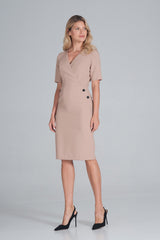 Day Dress M851 – Figl, Beige – Day Dress – image 3