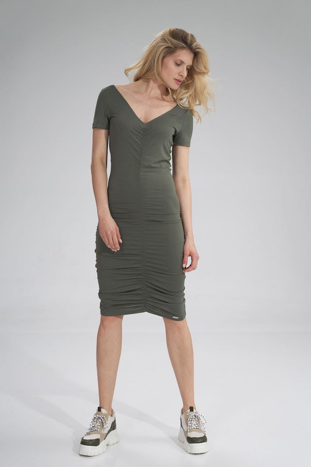 Day Dress M786 – Figl, Olive – Day Dress – image 2