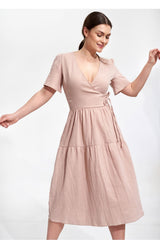 Day Dress M872 – Figl, Beige – Day Dress – image 2