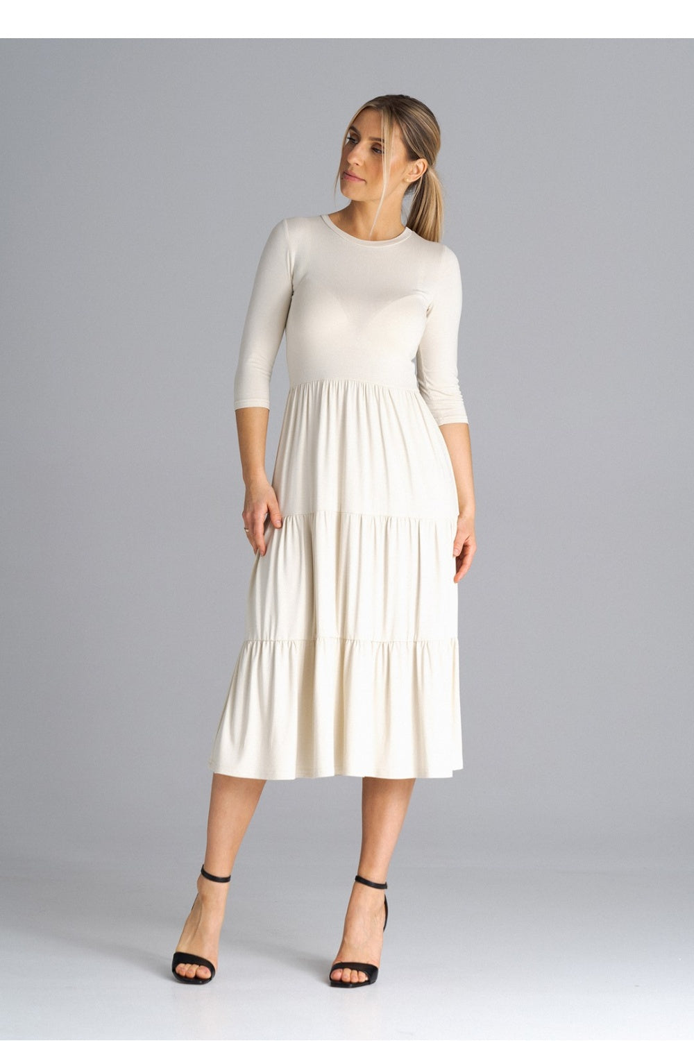 Day Dress M943 – Figl, Beige – Day Dress – image 2