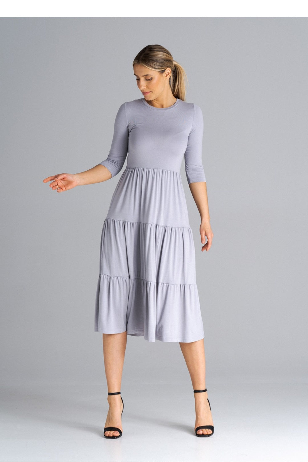 Day Dress M943 – Figl, Light Grey – Day Dress – image 3