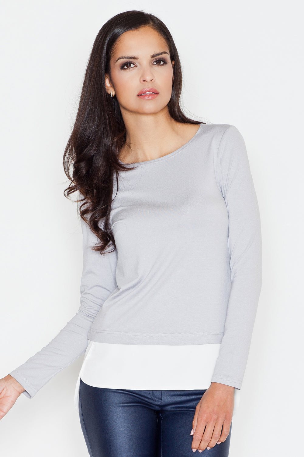 Blouse 374 – Figl, Dark Grey – Blouse – image 3