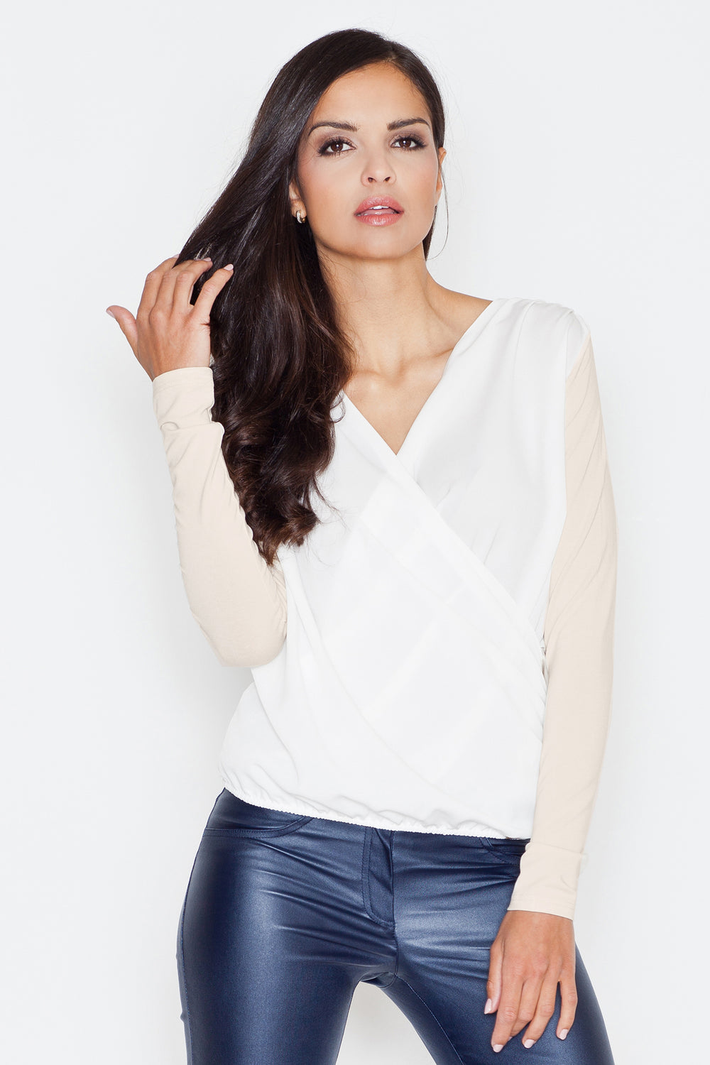 Blouse 375 – Figl, Beige – Blouse – image 4